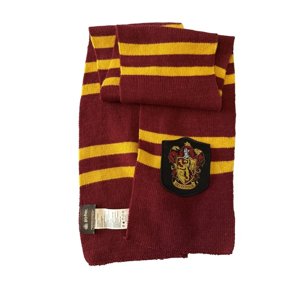 Harry Potter Wizarding World Gryffindor House Scarf Embroidered Crest Striped OS